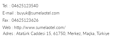 Hotel Byk Smela telefon numaralar, faks, e-mail, posta adresi ve iletiim bilgileri